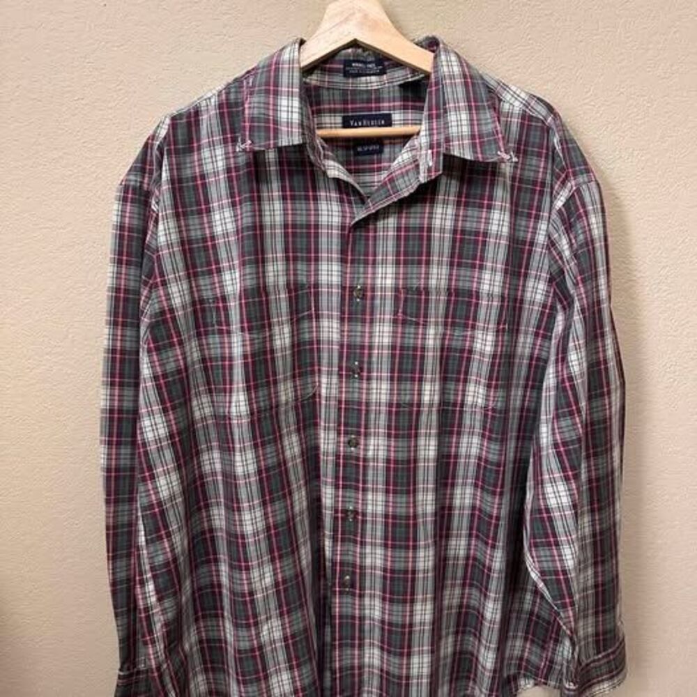 Van Heusen Men's Plaid Button Up Shirt - Size XL